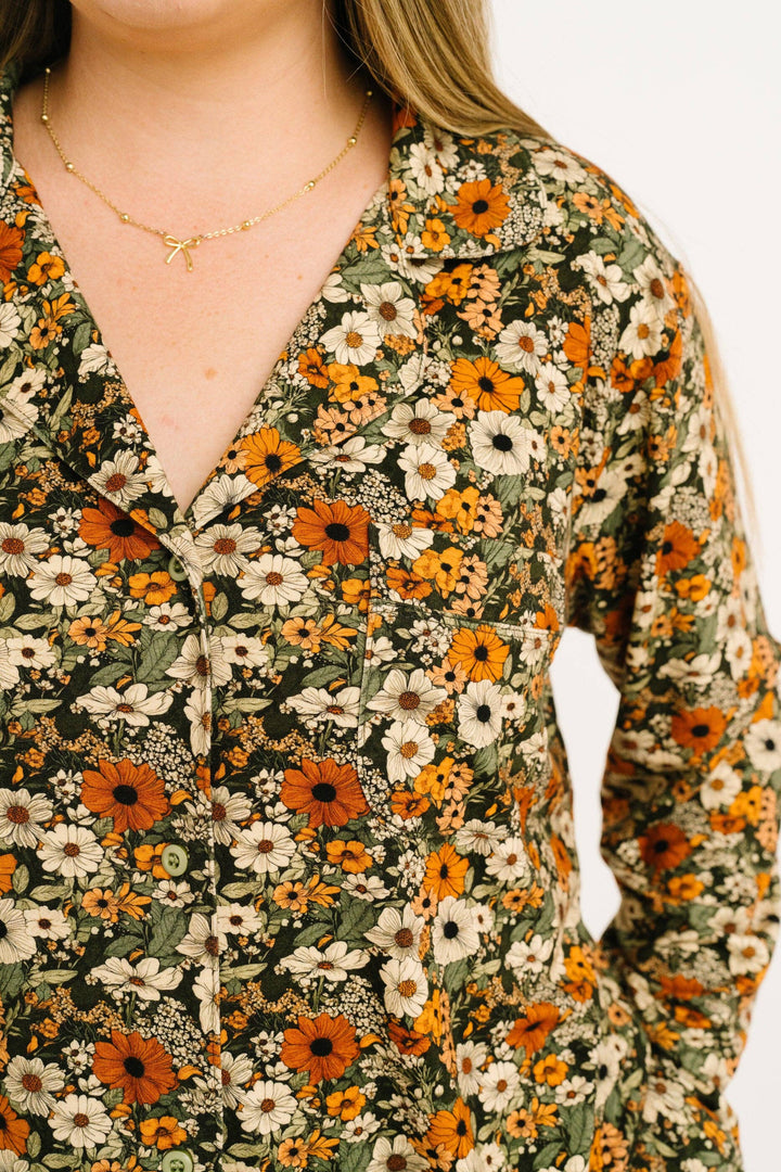 Rustic Blooms Women's Button Up Long Sleeve Set